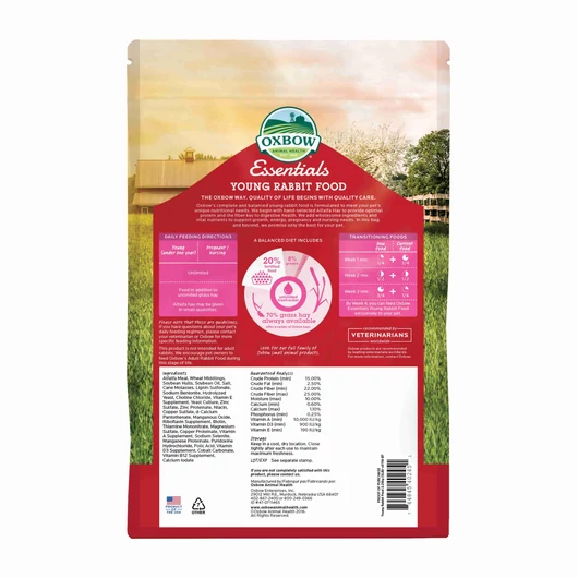 Oxbow Essentials Young Rabbit 2,25 kg hátoldal