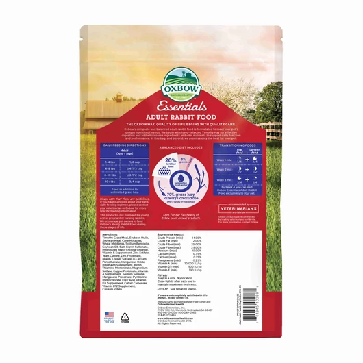 Oxbow Essentials Adult Rabbit 2,25 kg - hátoldal