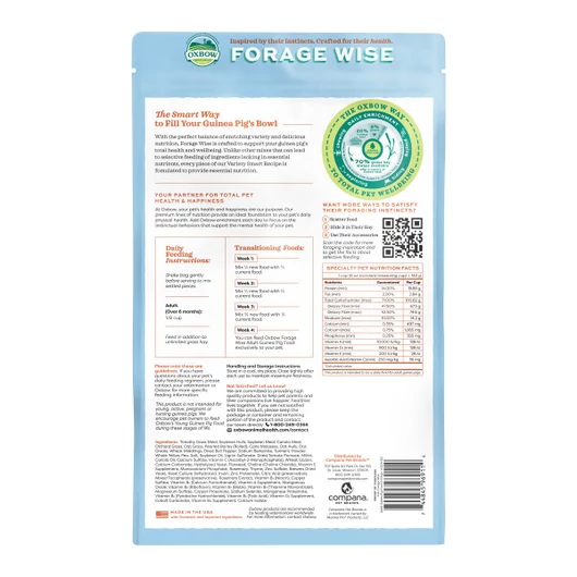 Oxbow Forage Wise Adult Guinea Pig 1,81 kg - hátoldal